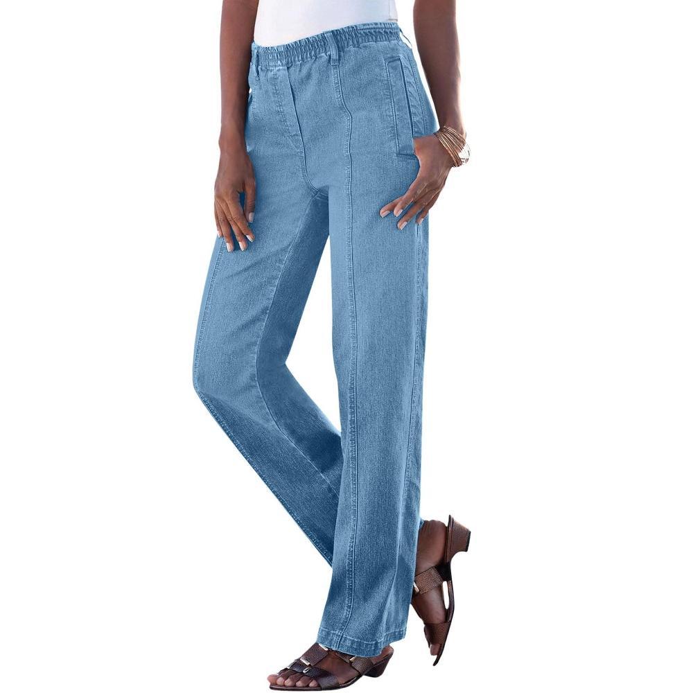 Roaman's Women's Plus Size Petite Complete Cotton Seamed Jean - 40 WP, Light Stonewash Product Image