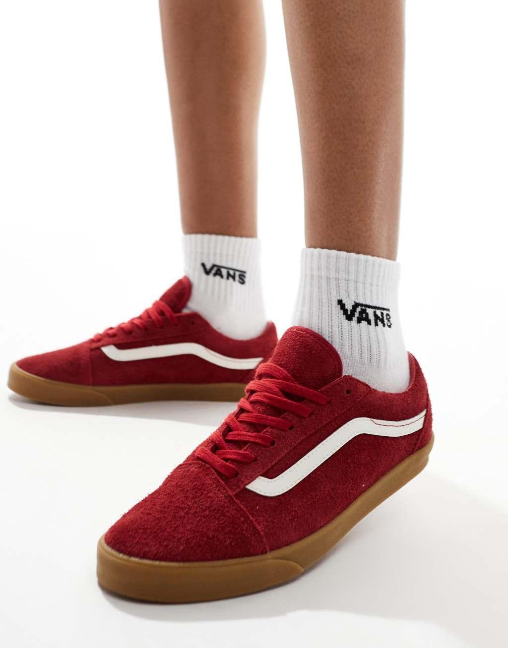 Vans Old Skool Lowpro gum sole sneakers in red product image