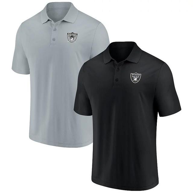 Mens Fanatics Branded Black/Silver Las Vegas Raiders Home and Away 2-Pack Polo Set Product Image