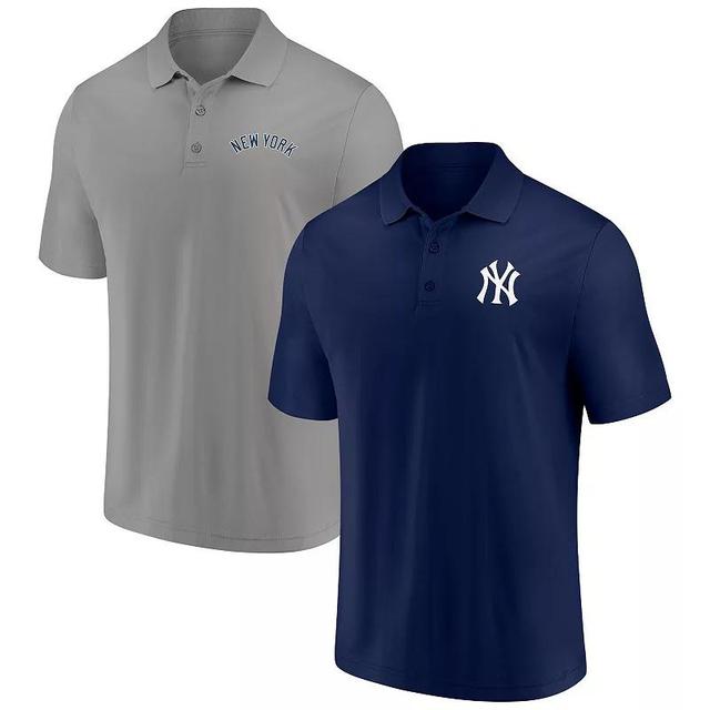 Mens Fanatics Branded /Gray New York Yankees Dueling Logos Polo Combo Set Blue Product Image