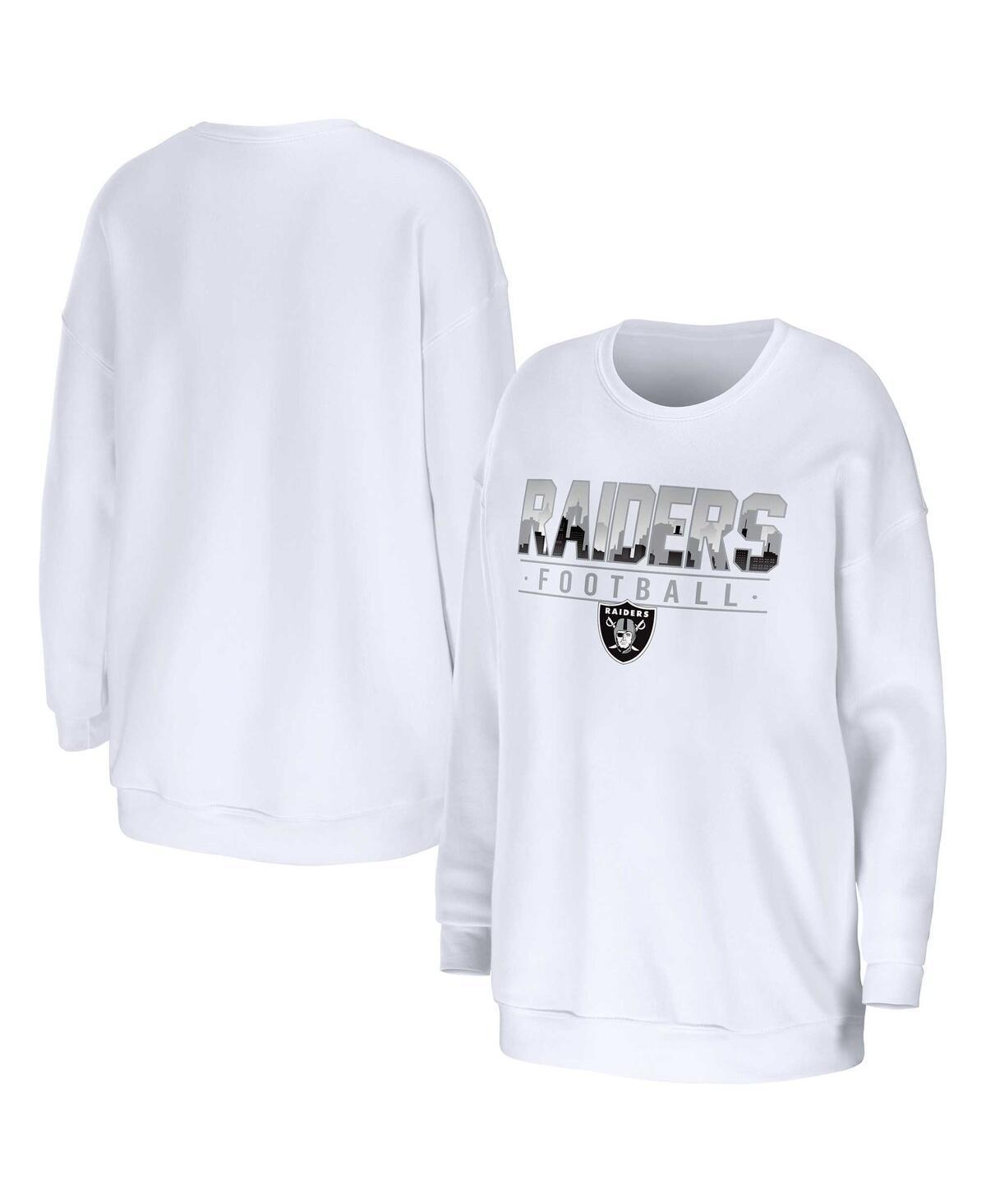 Womens WEAR by Erin Andrews White Las Vegas Raiders Domestic Pullover Sweatshirt Product Image