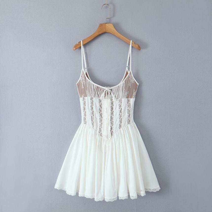 Spaghetti Strap Lace Mini A-Line Dress Product Image