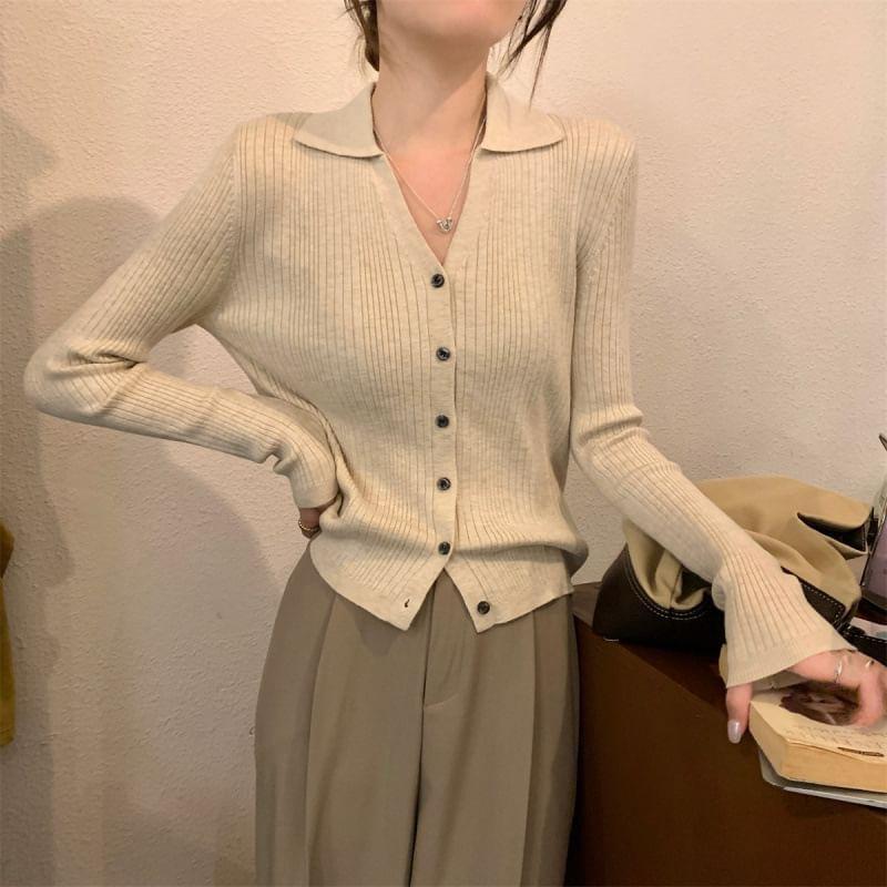 Long-Sleeve Plain Cardigan Product Image