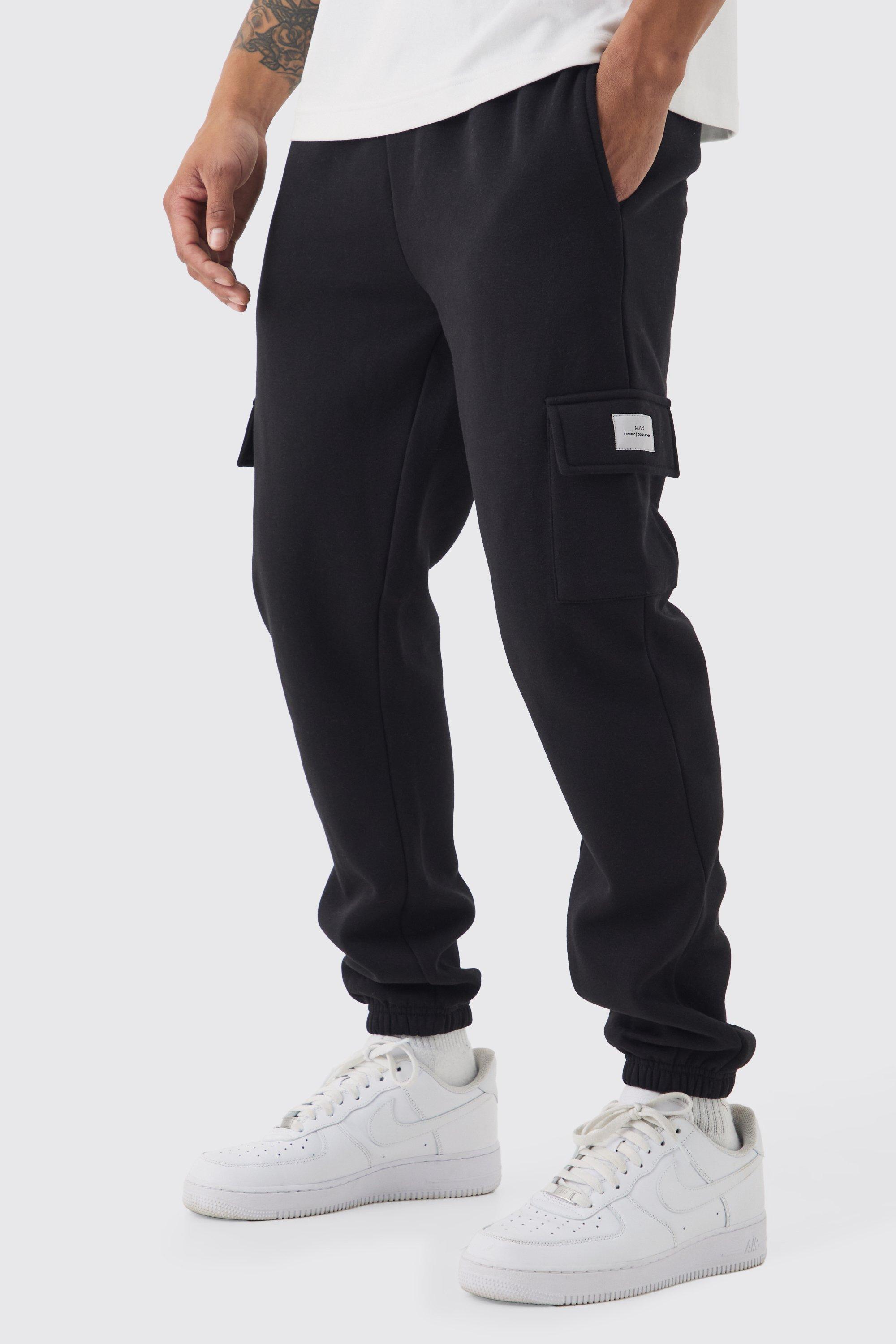 Slim Fit Woven Tab Basic Cargo Jogger | boohooMAN USA Product Image