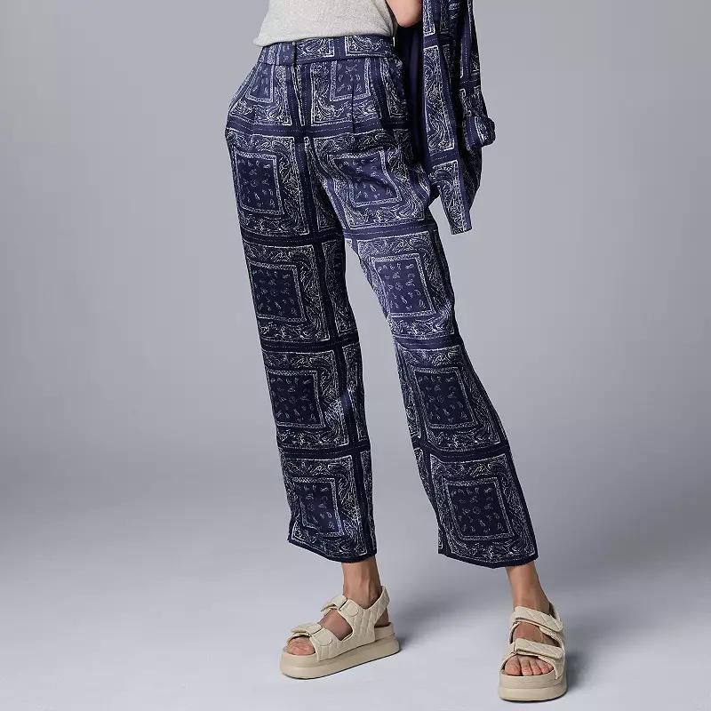 Womens Simply Vera Vera Wang High Rise Effortless Ankle Trousers Bandana Blue Dye Product Image