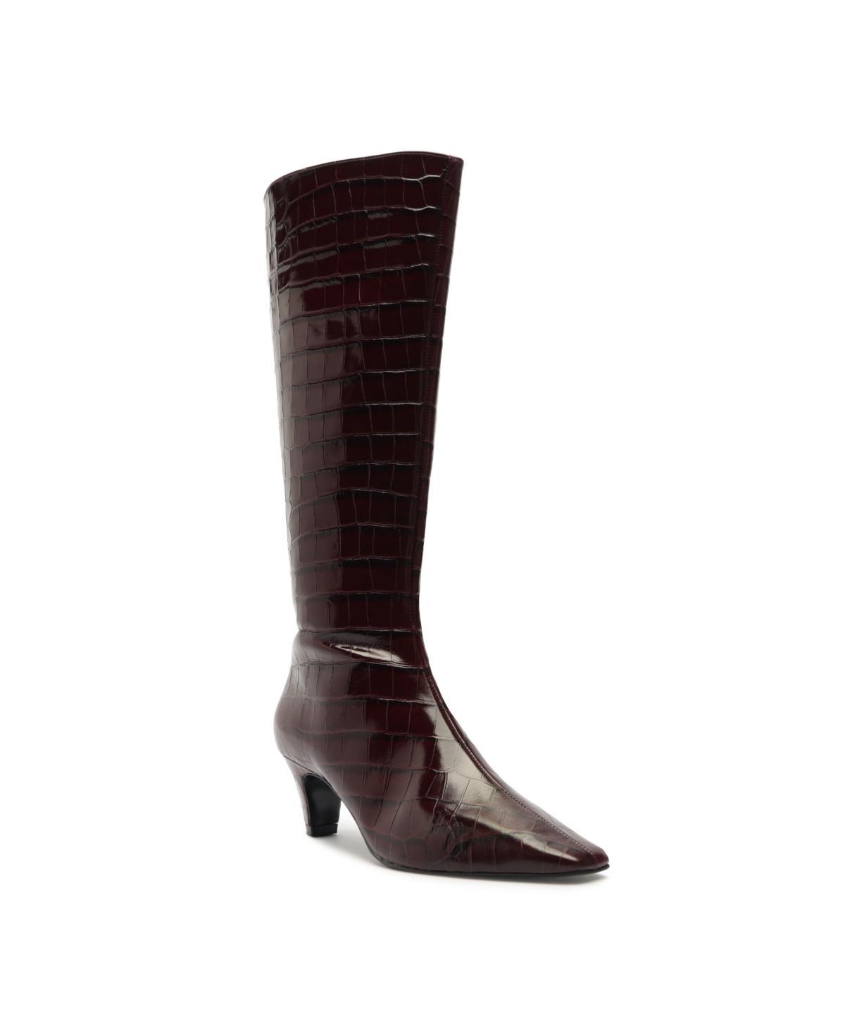 Womens Dellia 65MM Crocodile-Embossed Leather Boots Product Image