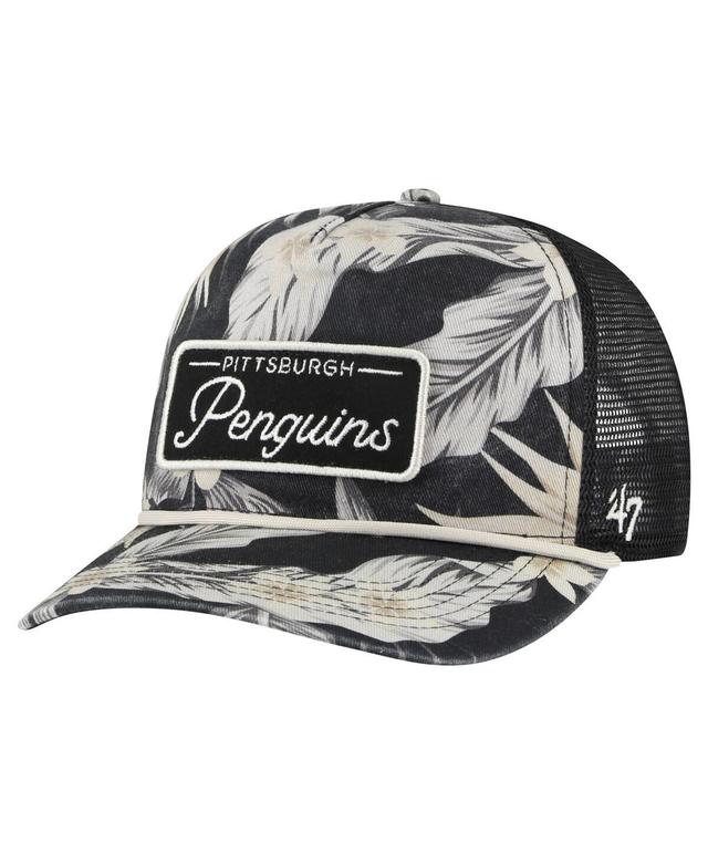 47 Brand Mens Black Pittsburgh Penguins Tropicalia Allover Print Trucker Adjustable Hat Product Image