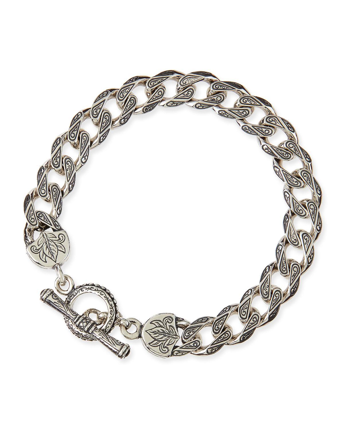 Mens Sterling Silver Flat Link Bracelet Product Image