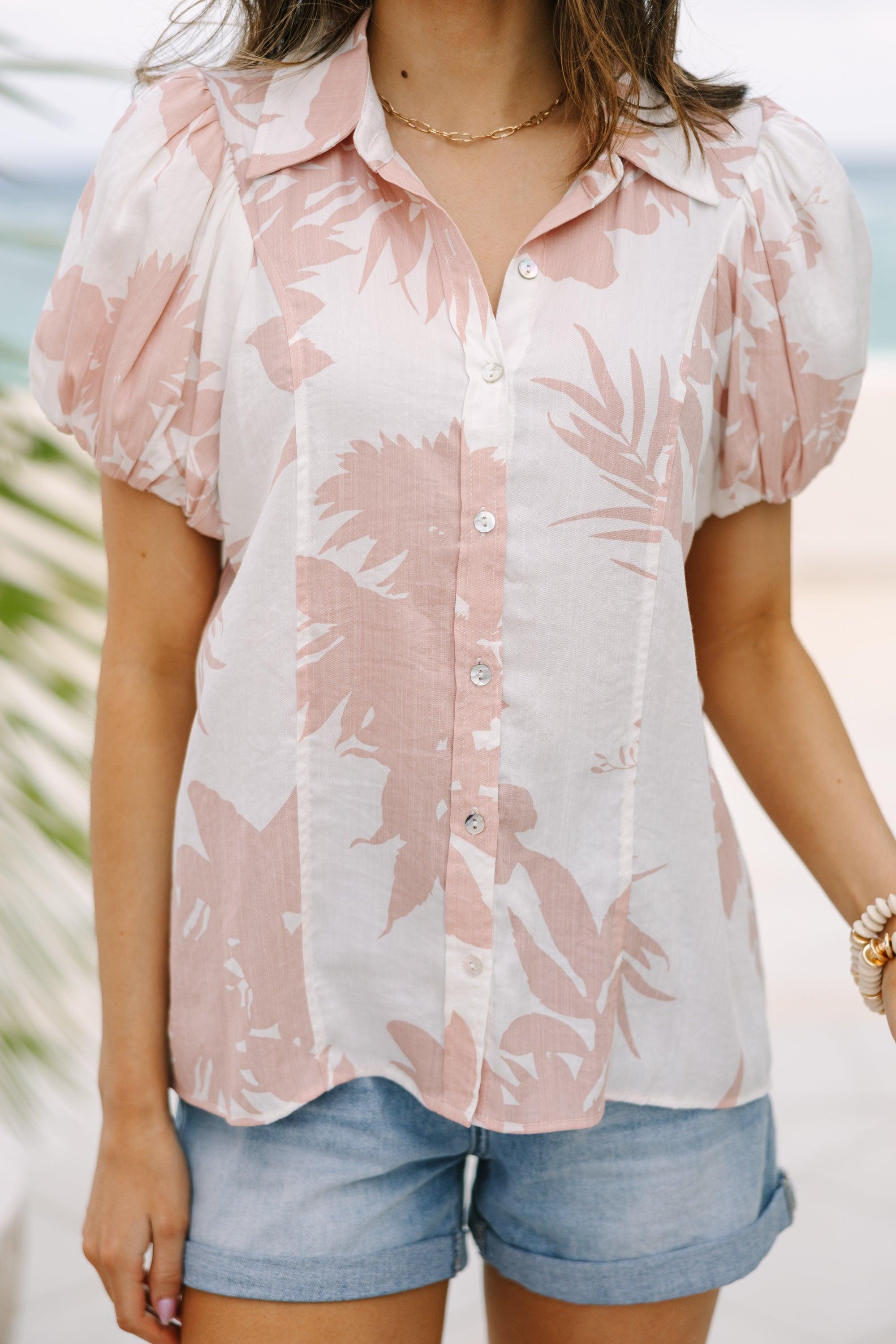 True Colors Blush Pink Floral Blouse Female Product Image