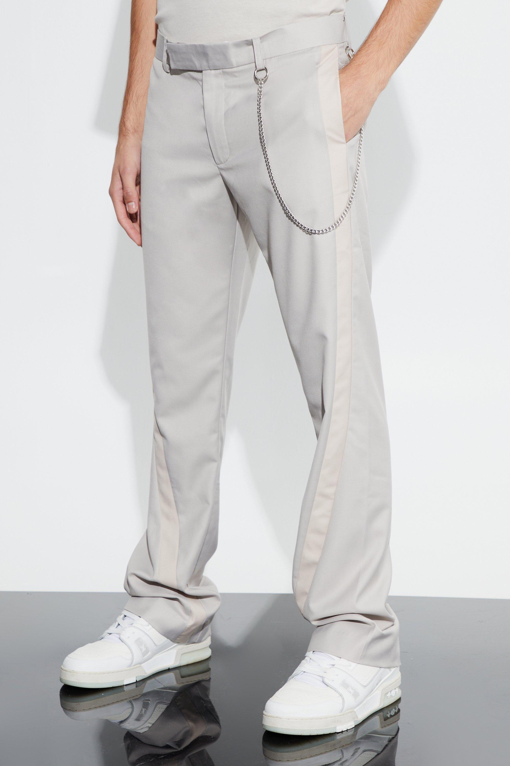 Slim Fit Flare Colour Block Panel Pants | boohooMAN USA Product Image