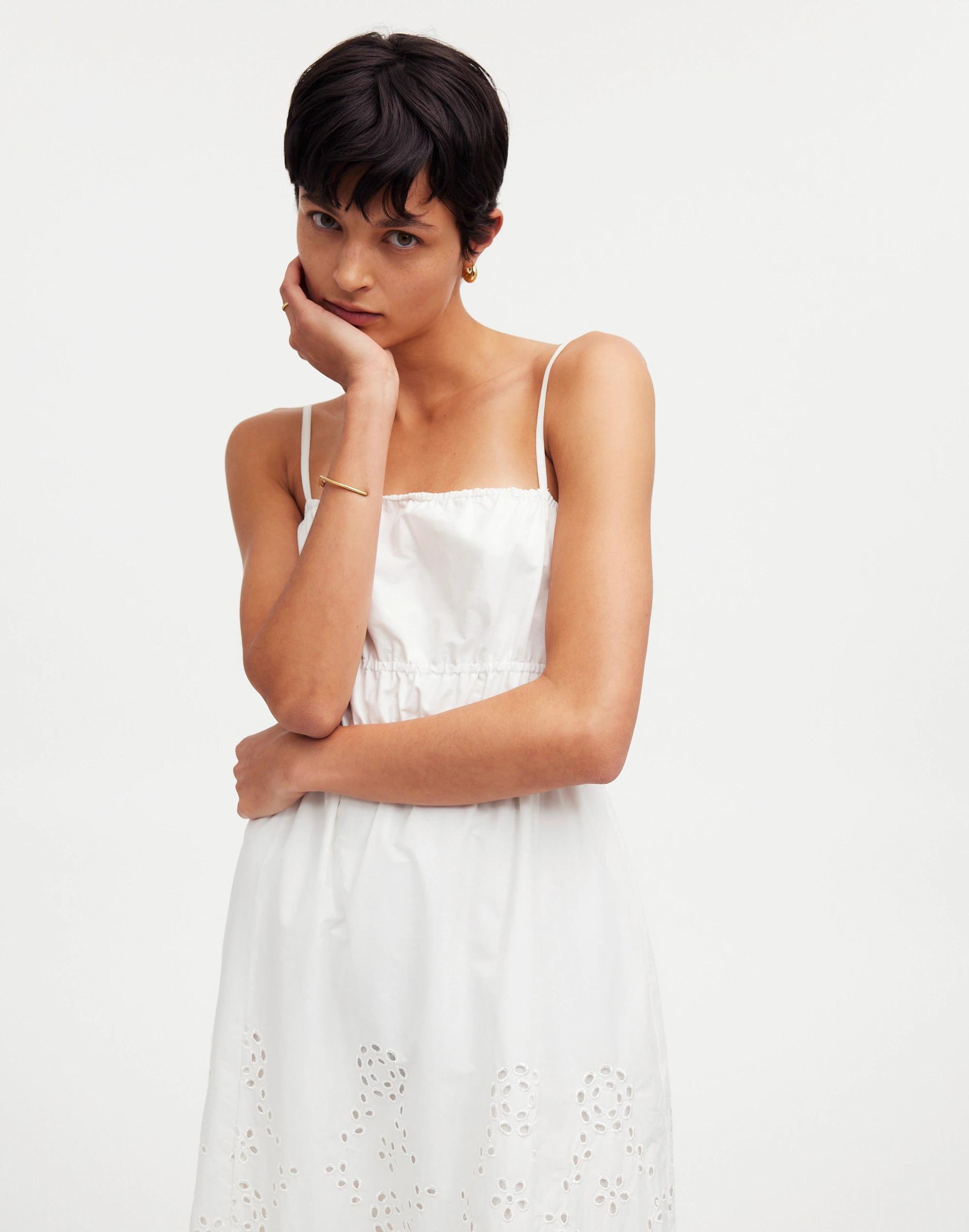 Embroidered Tank Midi Dress in Poplin Product Image