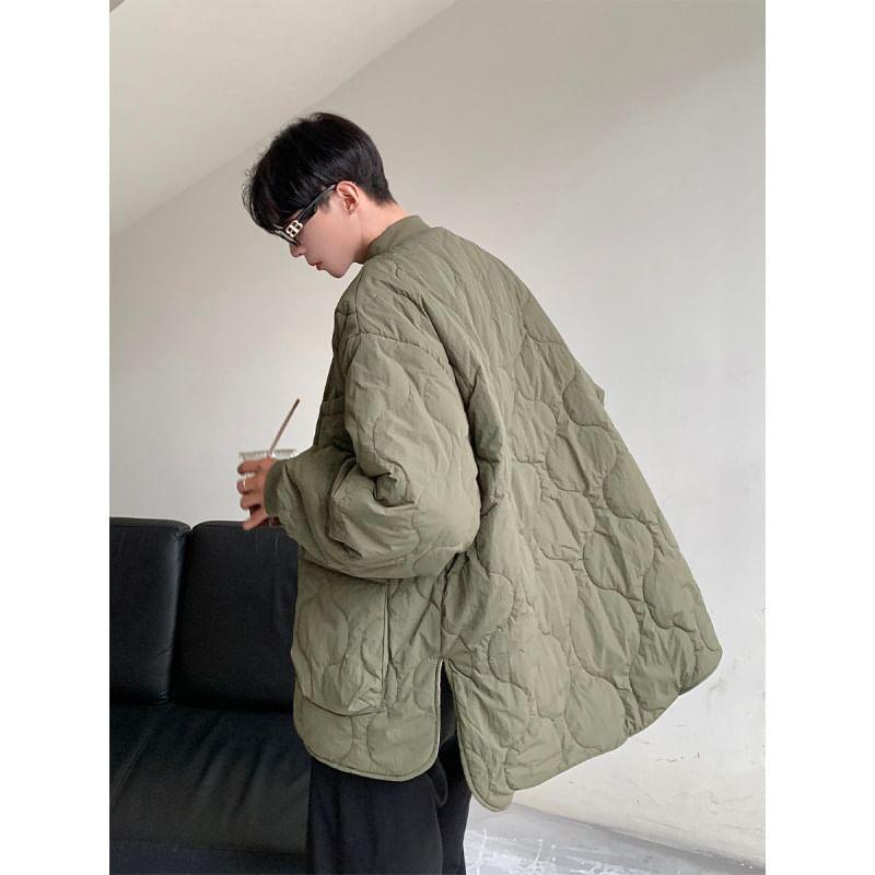 Zip-Up Plain Bomber Jacket Product Image