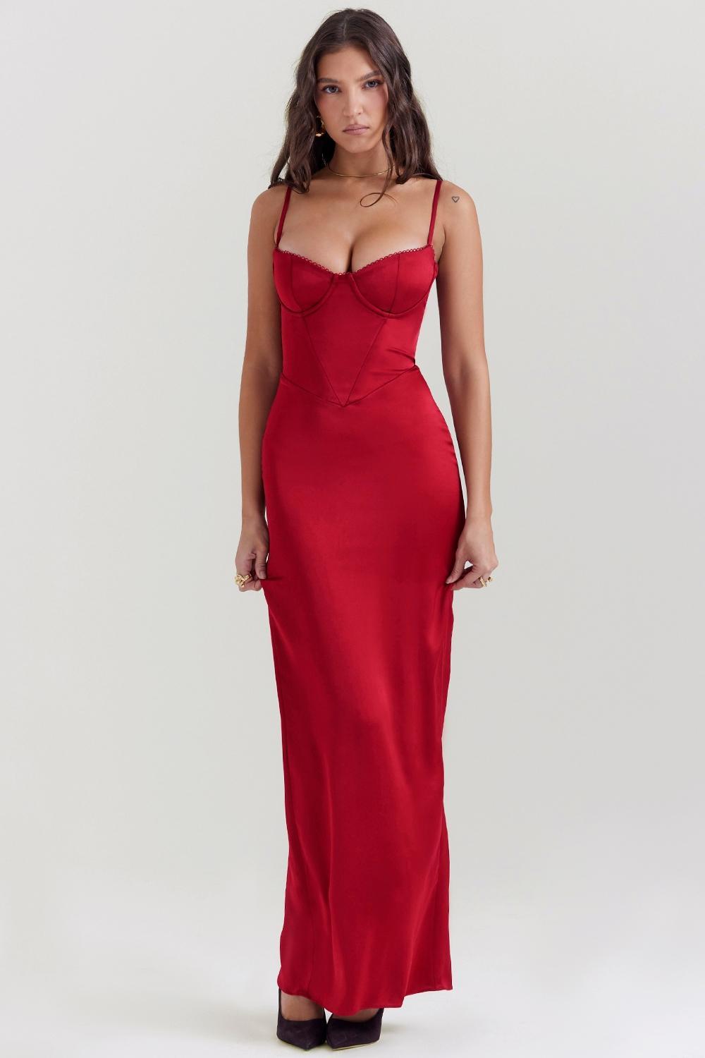 Stefania Ruby Corset Maxi Dress Product Image