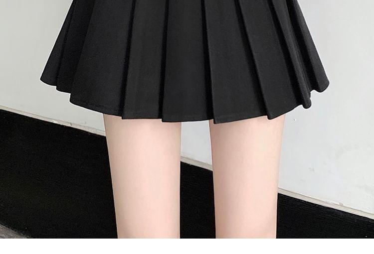 High Rise Bow Pleated Mini A-Line Skirt Product Image