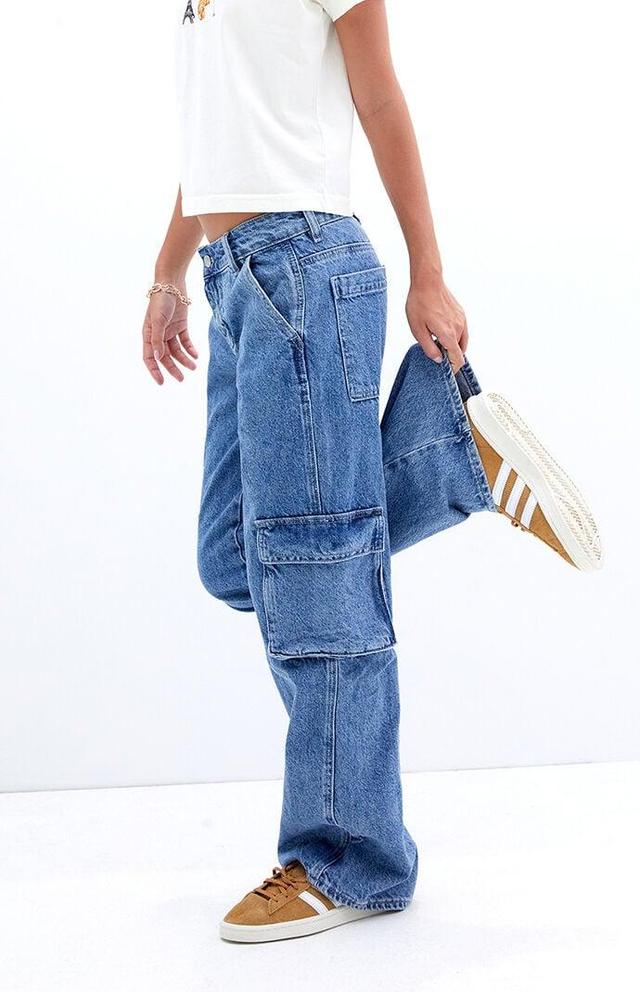 Womens Casey Low Rise Baggy Cargo Jeans - Product Image