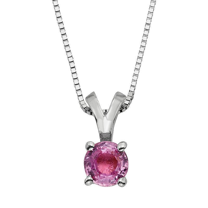 The Regal Collection Pink Sapphire 14k Gold Pendant Necklace, Womens White Product Image