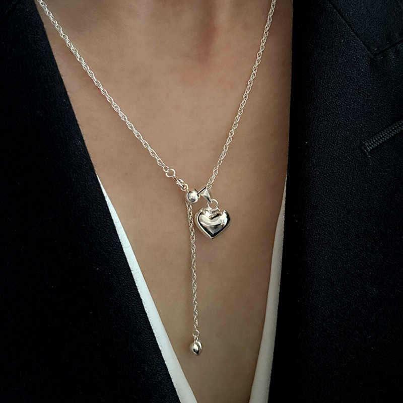 925 Sterling Silver Heart Lariat Necklace Product Image