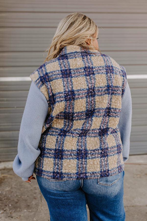 Picking Pumpkins Plaid Jacket in Blue Curves Product Image