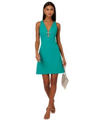 Adrianna by Adrianna Papell Womens Keyhole Embellished Mini Dress Product Image