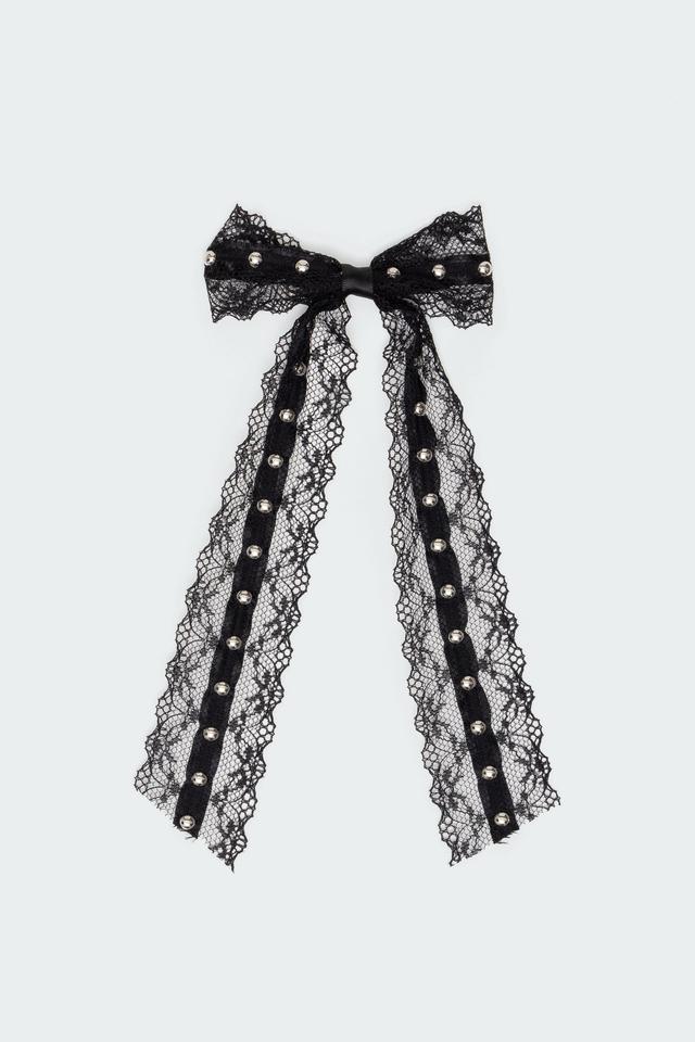 Studded Lace Bow Hair Clip Product Image