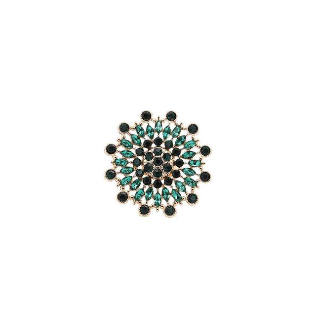 Sohi Womens Green Circular Stone Statement Ring Product Image