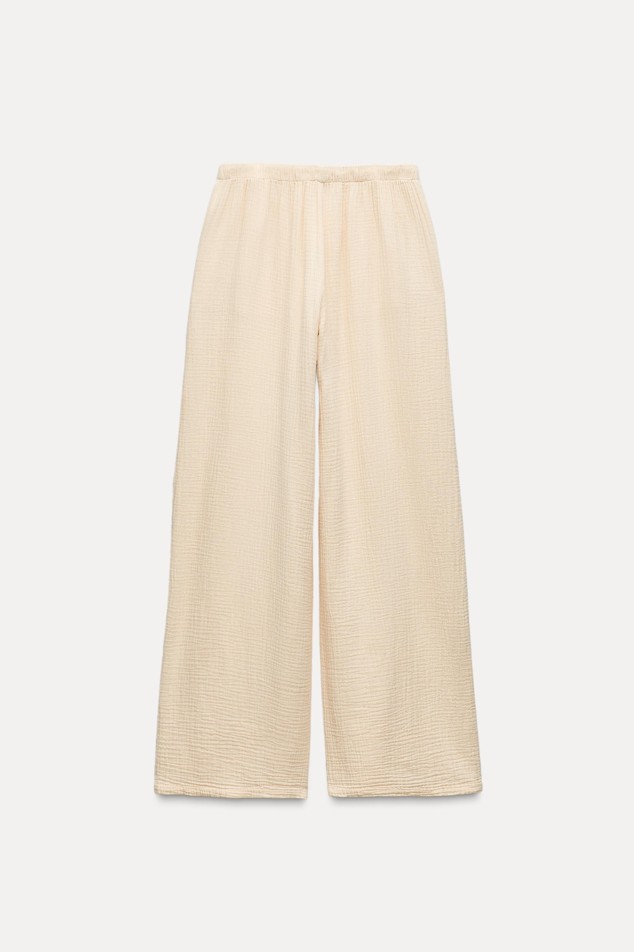 WRINKLED EFFECT WIDE LEG PANTS Product Image