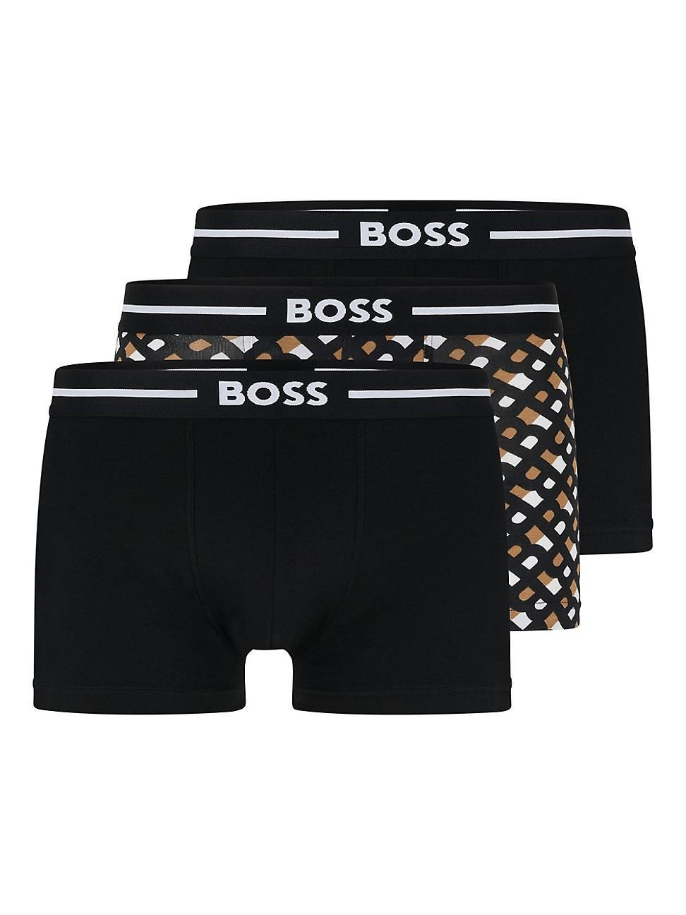 Mens Three-pack of stretch-cotton trunks with logo waistbands Product Image