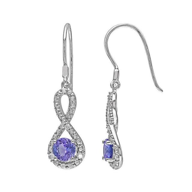 Stella Grace Tanzanite & 1/10 Carat T.W. Diamond Sterling Silver Infinity Drop Earrings, Womens, Purple Product Image