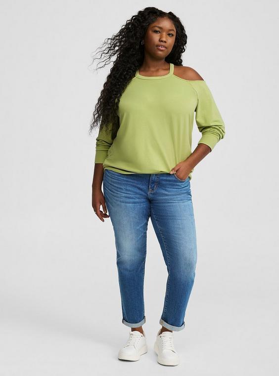 Lightweight French Terry Cold Shoulder Sweatshirt Product Image