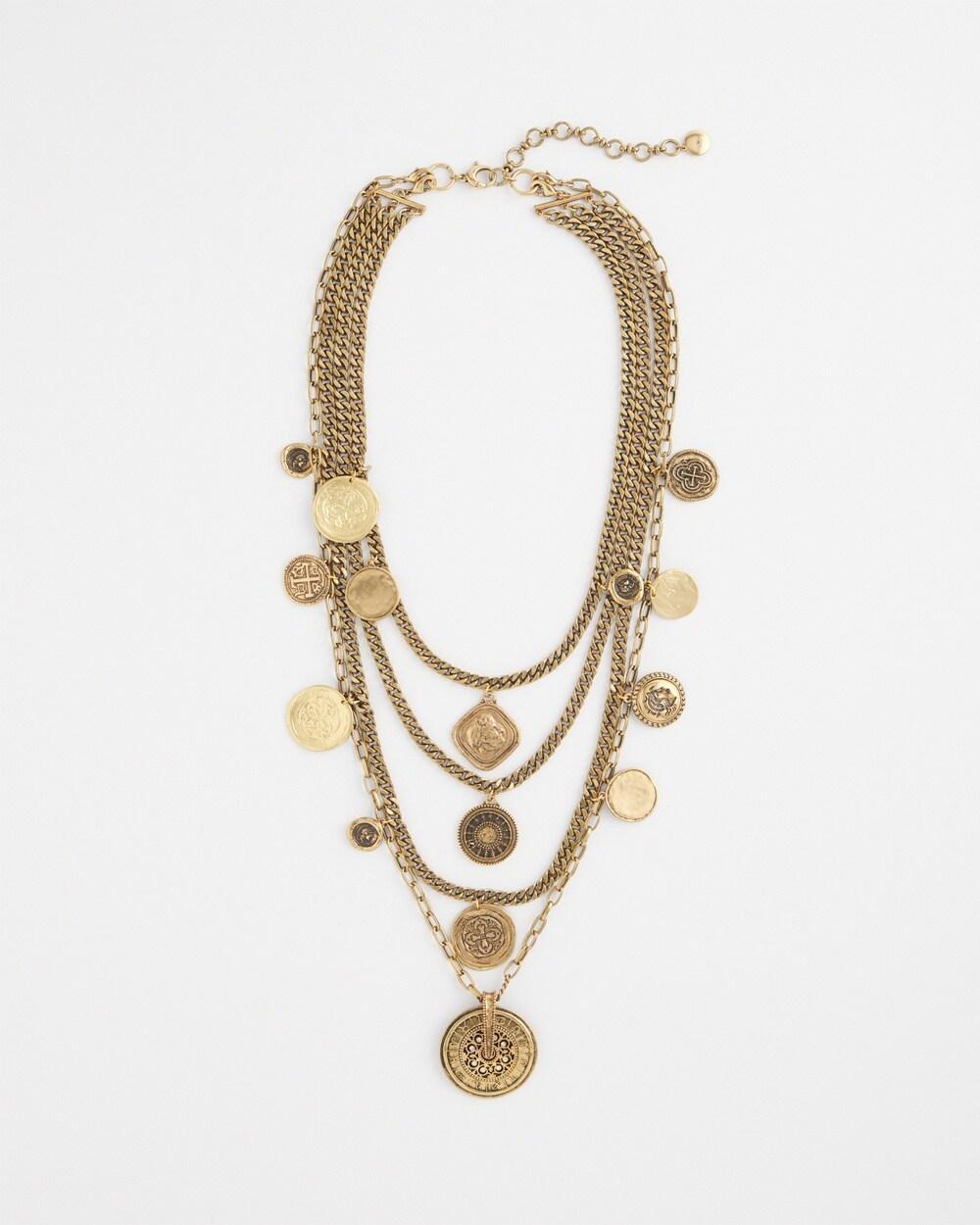 Multi Strand Coin Charm Necklace   Chico's - Gold - Women Product Image