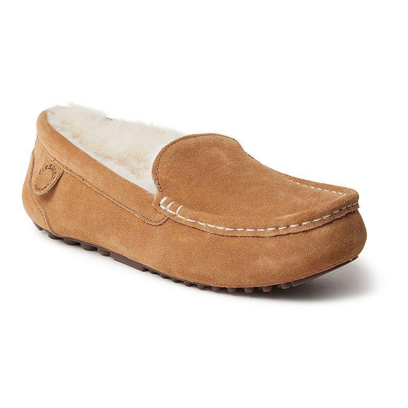 Fireside By Dearfoams Mel Wool-Lined Womens Moccasin Slippers Brown Product Image