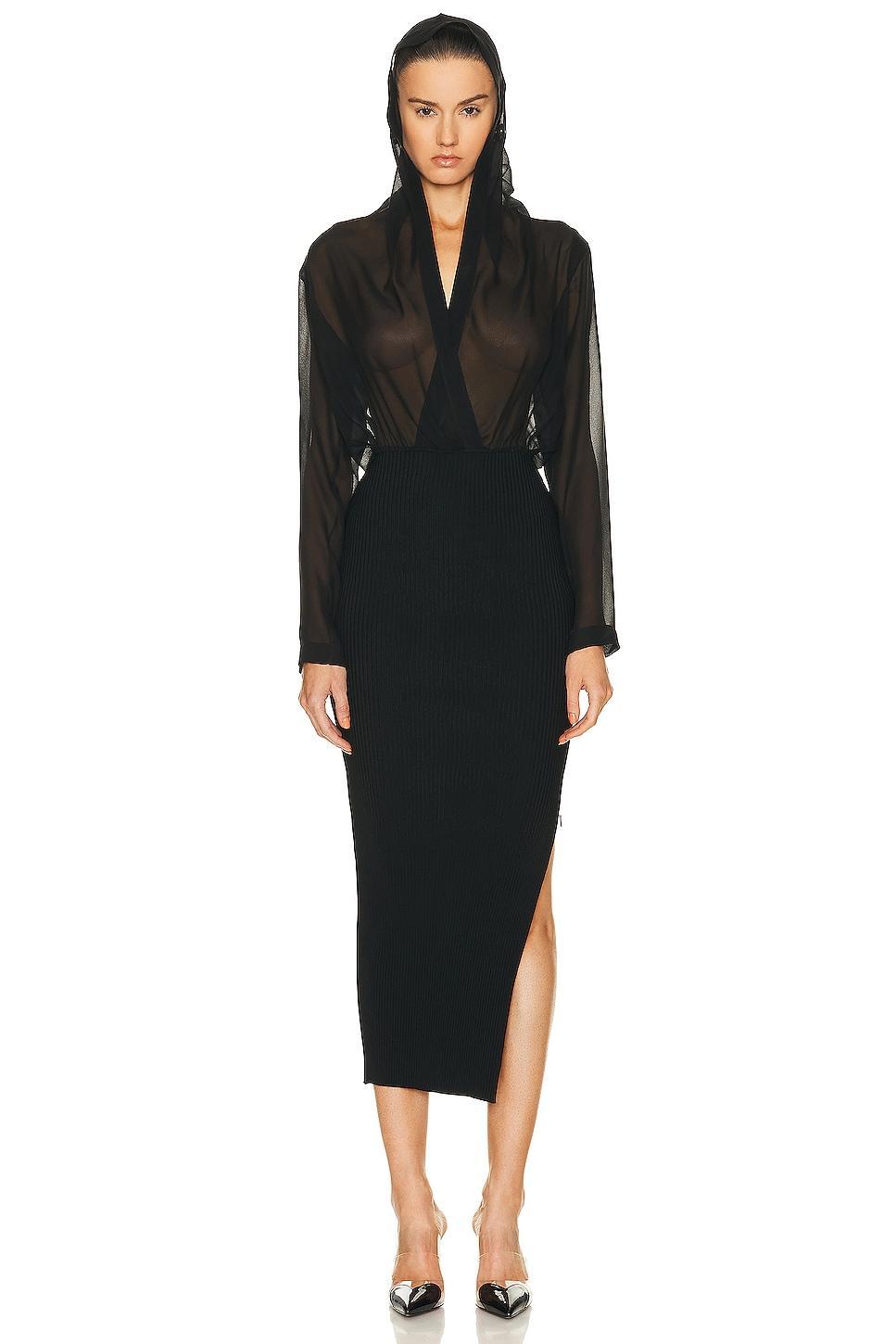 ALAÏA Long Sleeve Dress Black. (also in 36). Product Image