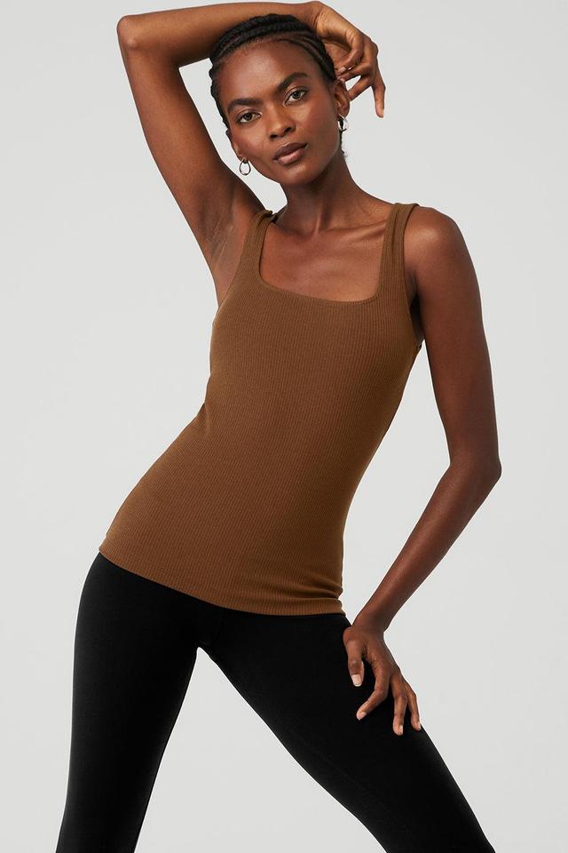 Ribbed Minimalist Tank - Cinnamon Brown Female Product Image