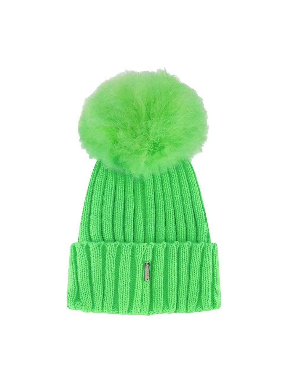 Womens Knit Hat with Toscana Lamb Pompom Product Image