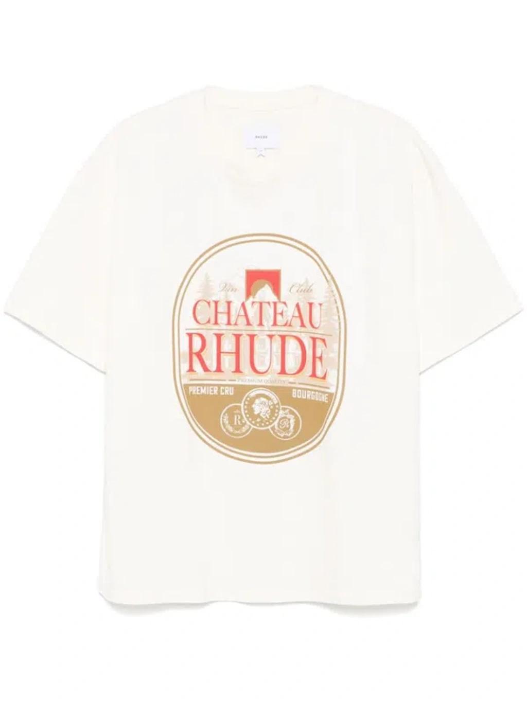 RHUDE Premier Cru Printed Cotton T-shirt In White Product Image