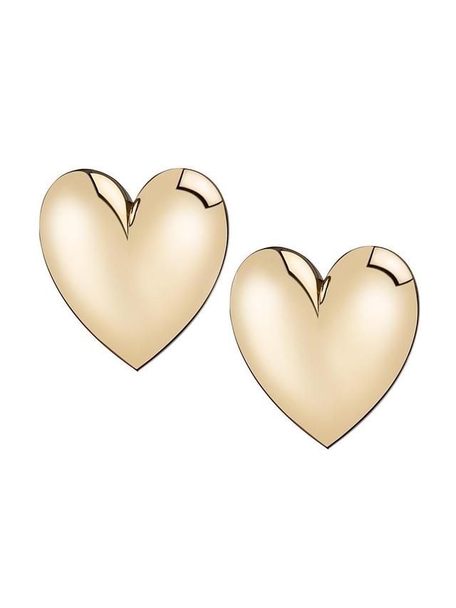 Womens 14K-Gold-Plated Puffy Heart Earrings Product Image