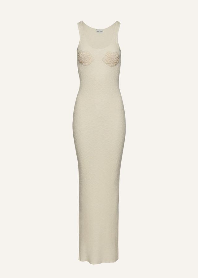 Crochet bra knit tank dress in cream Product Image