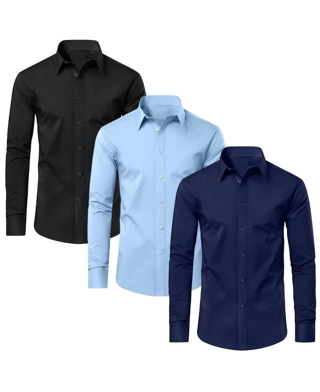 Blue Ice Mens Long Sleeve Classic Dress Shirt- 3 Pack Product Image