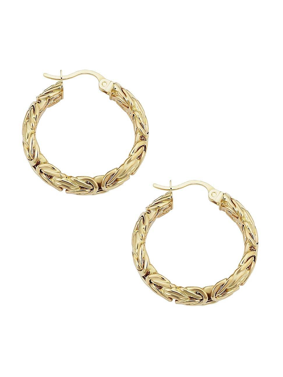 Womens 14K Yellow Gold Byzantine Classic Hoops Product Image