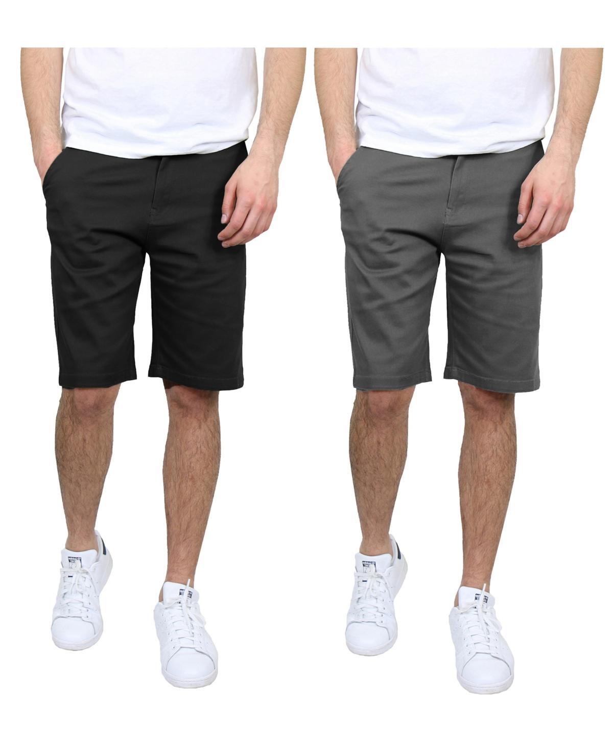 Galaxy By Harvic Mens 5 Pocket Flat Front Slim Fit Stretch Chino Shorts, Pack of 2 - Black Product Image