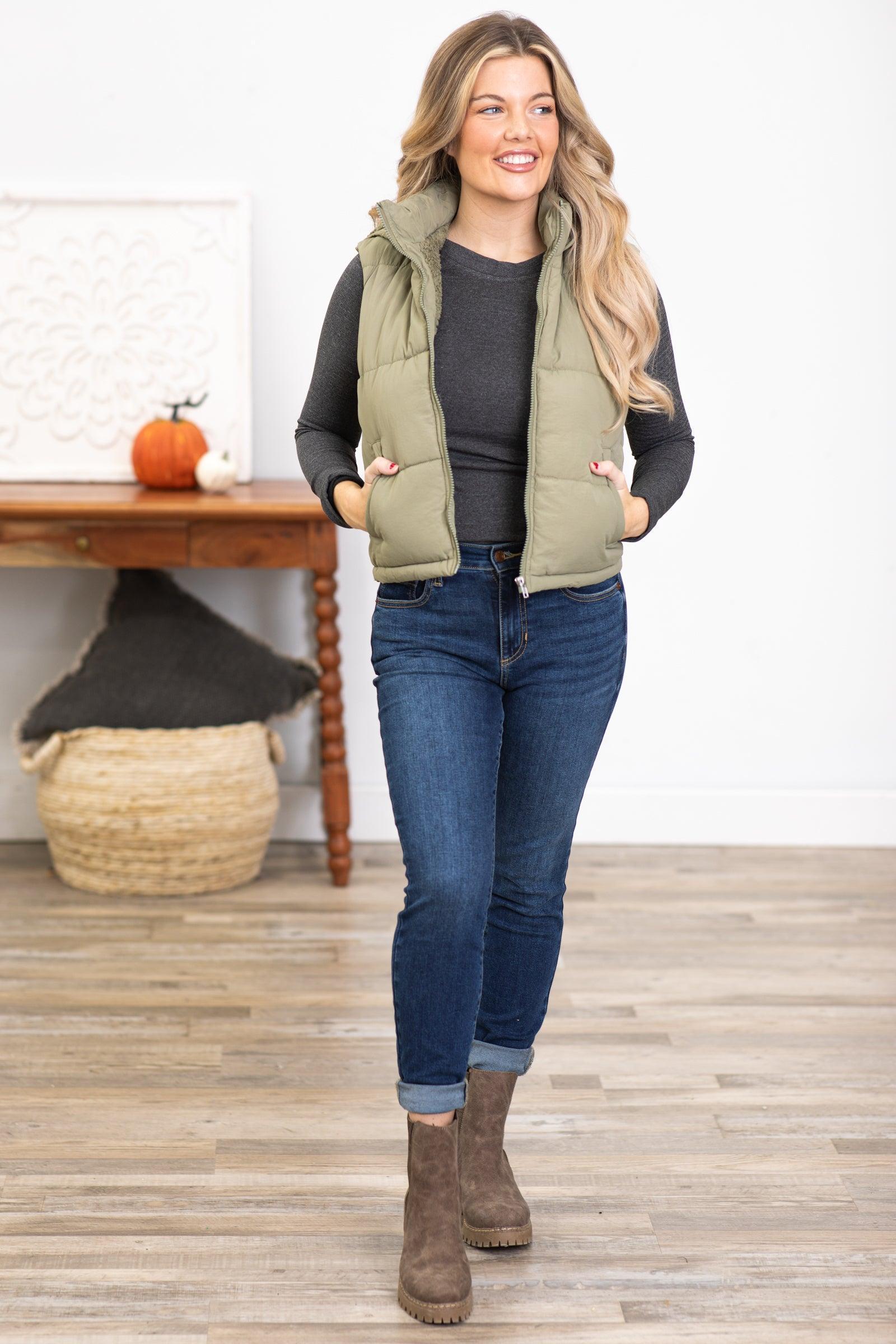 Sage Sherpa Lined Hooded Vest Product Image