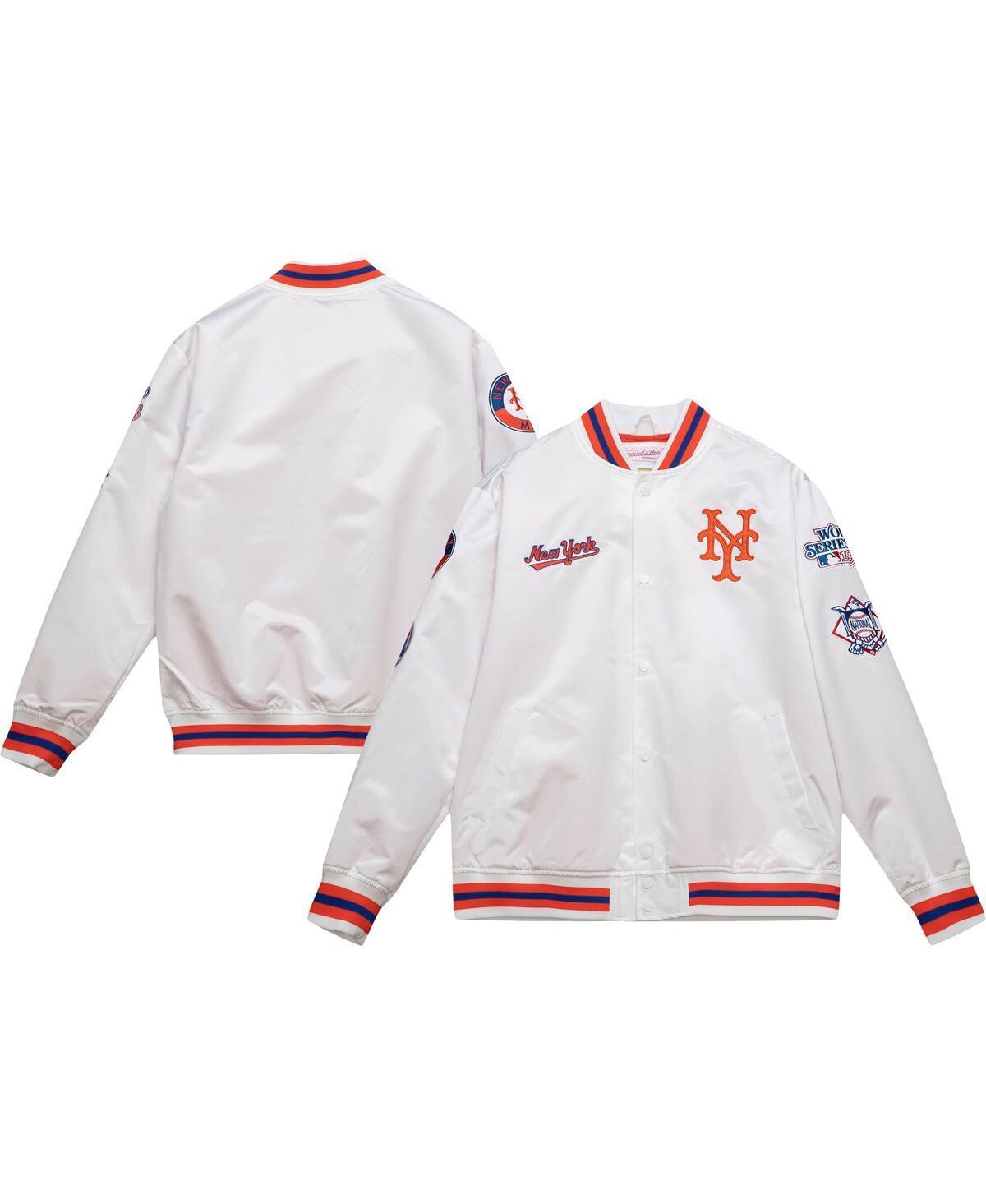 Mens Mitchell & Ness White New York Mets City Collection Satin Full-Snap Varsity Jacket Product Image