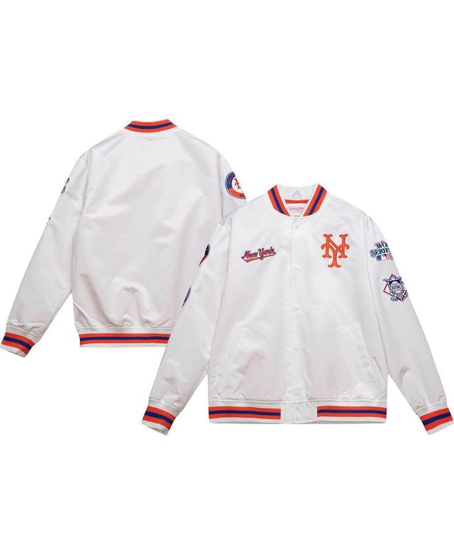 Mens Mitchell & Ness White New York Mets City Collection Satin Full-Snap Varsity Jacket Product Image