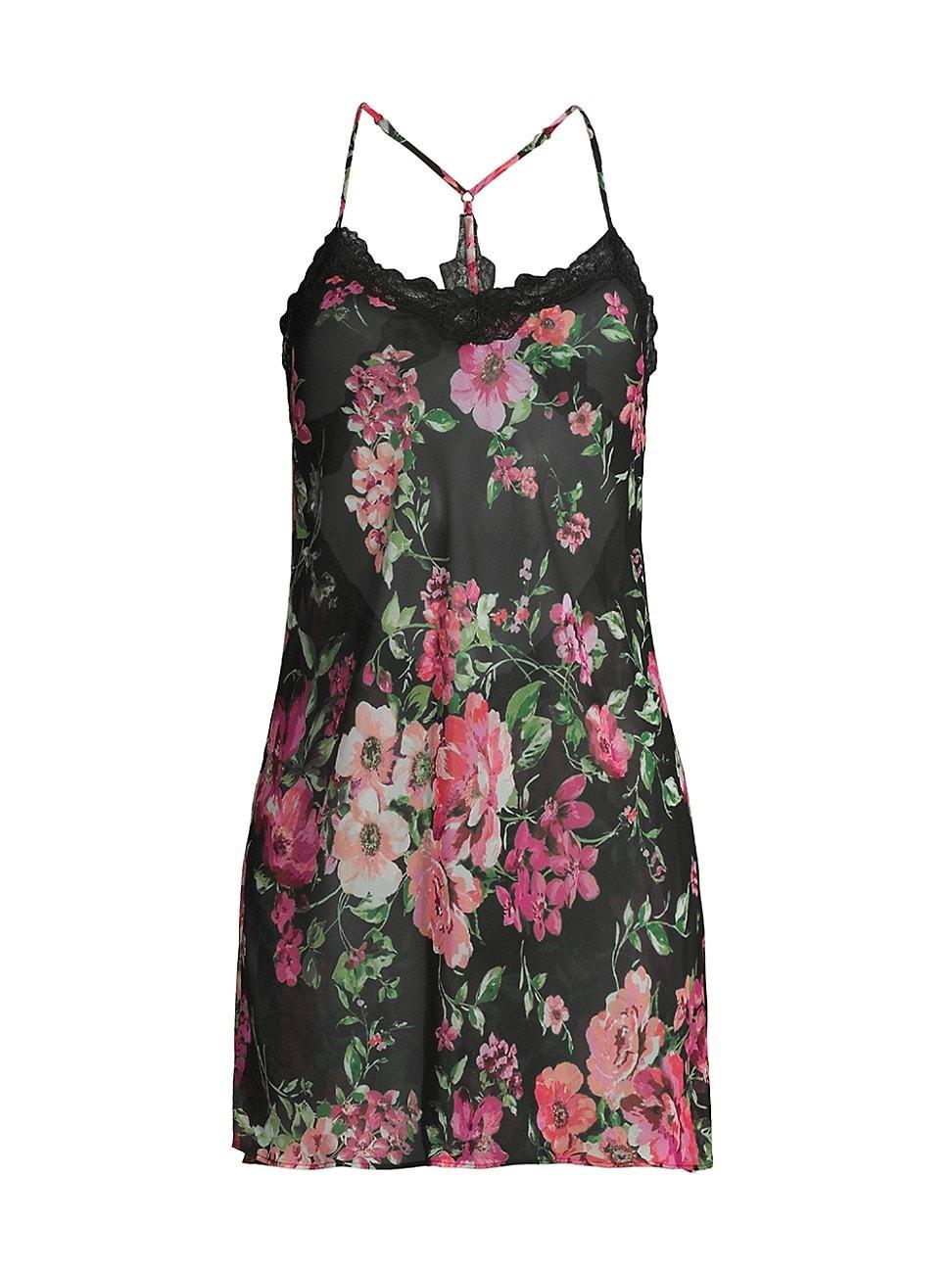 Womens Floral Satin Chemise Product Image