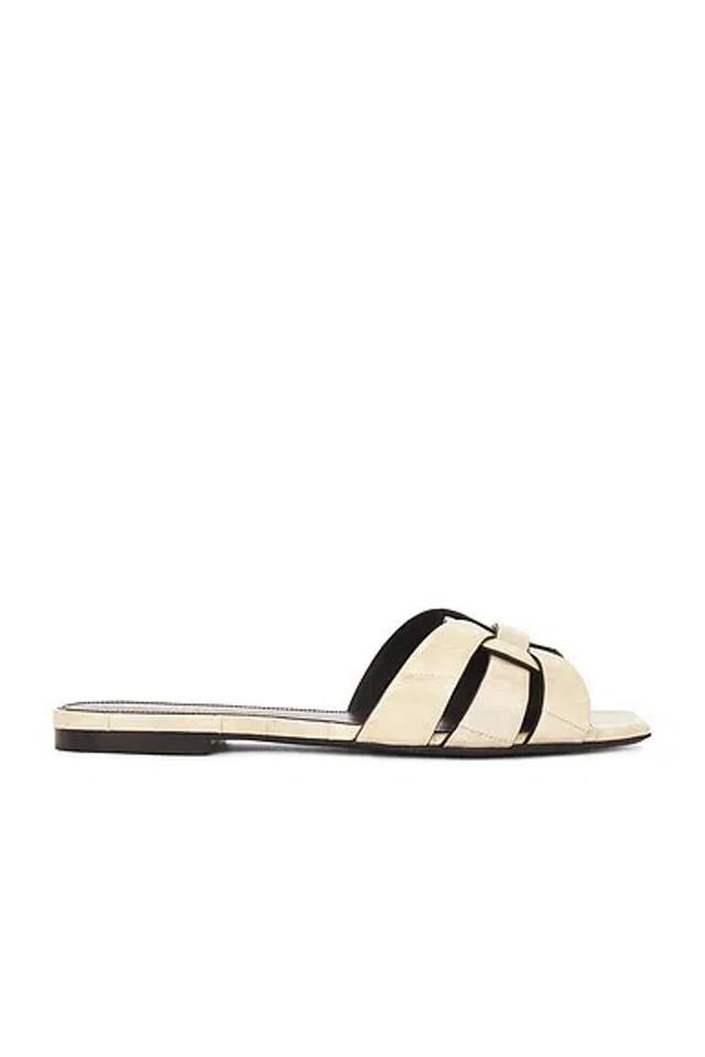 SAINT LAURENT Tribute Flat Sandal In Beige Product Image