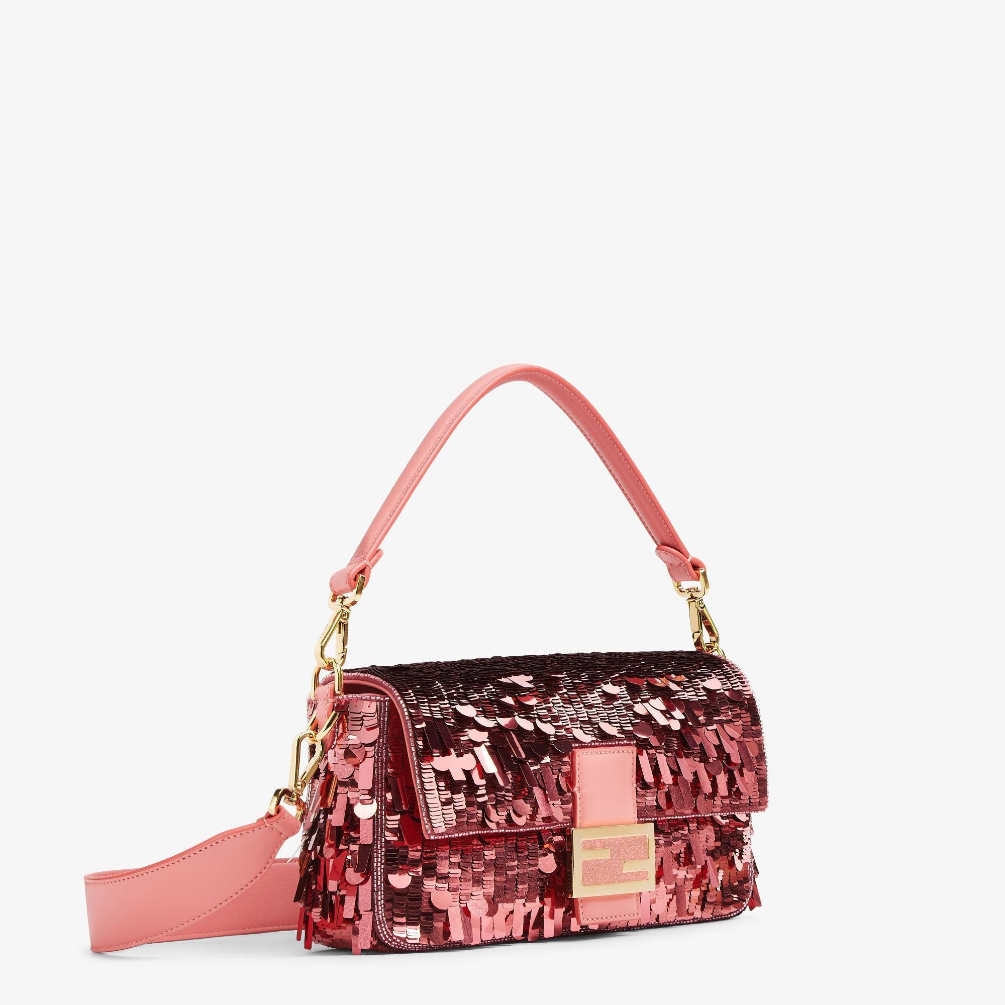 BaguetteBag embroidered with pink sequins Product Image