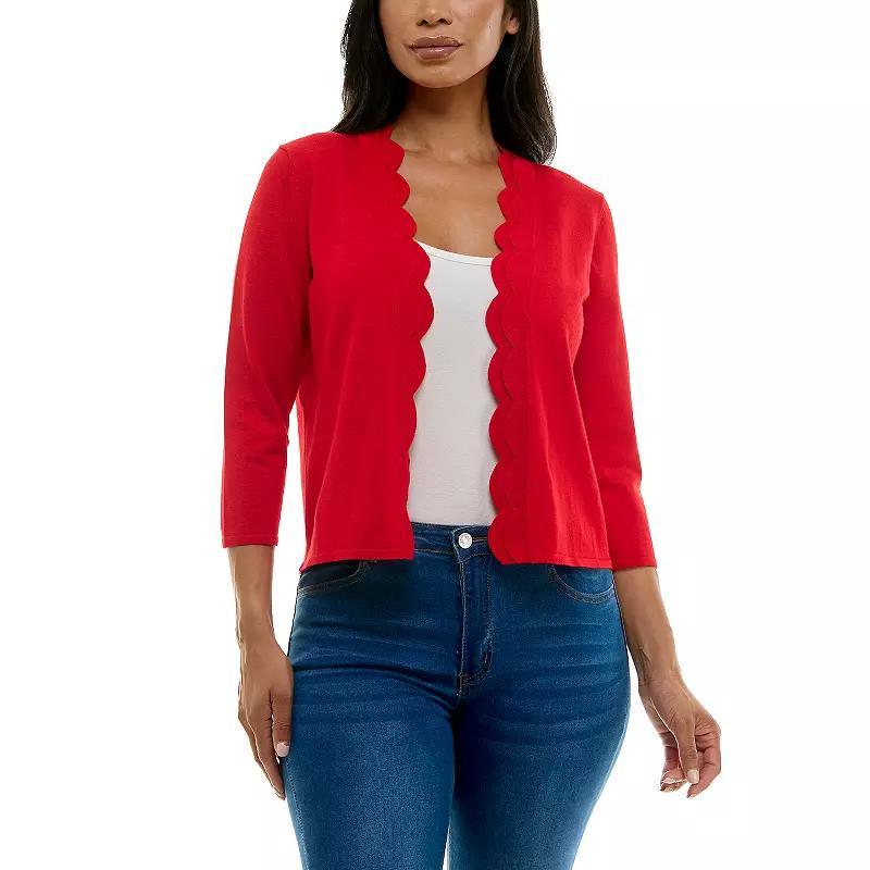 Womens Nina Leonard Scallop Hem Bolero Cardigan Product Image