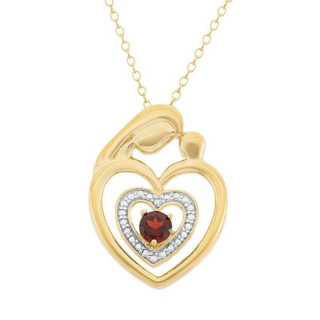 Garnet 18k Gold Over Silver Motherly Love Pendant Necklace, Womens Red Product Image