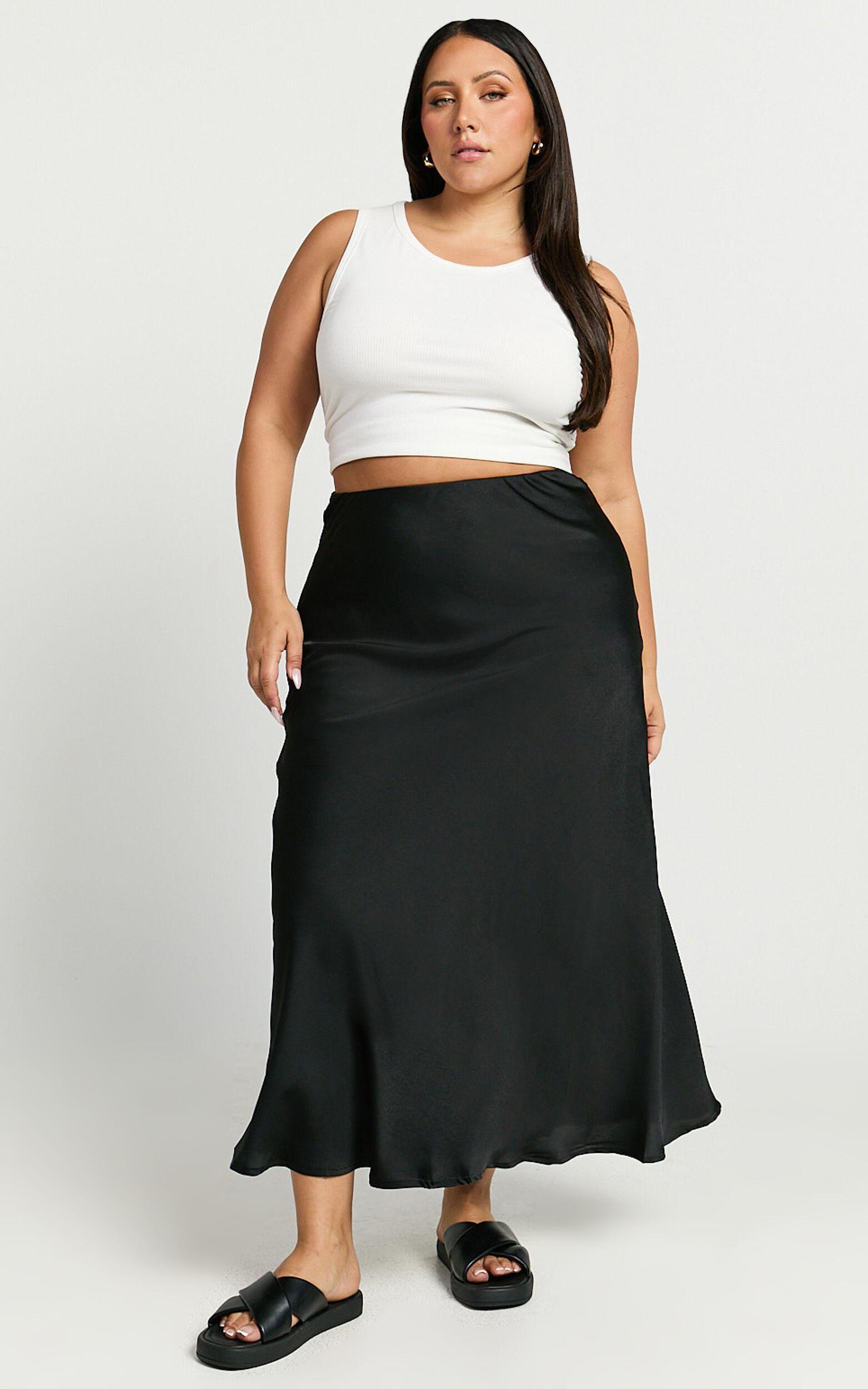 Amari Maxi Skirt - High Waisted Bias Cut Skirt in Black Product Image