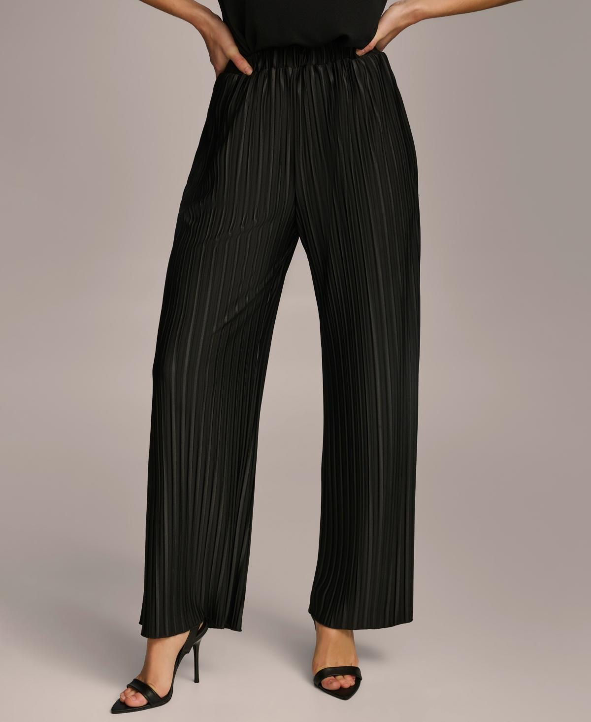 Donna Karan Womens Pull-On Pleated Wide Leg Pants product image